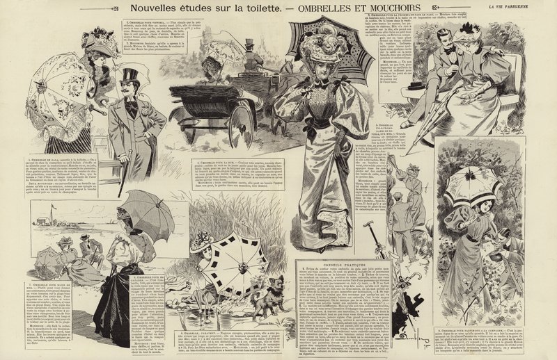 New studies on the toilet, Umbrellas and handkerchiefs by French School