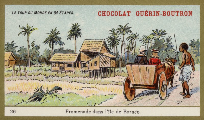 Ox cart ride on the island of Borneo by French School