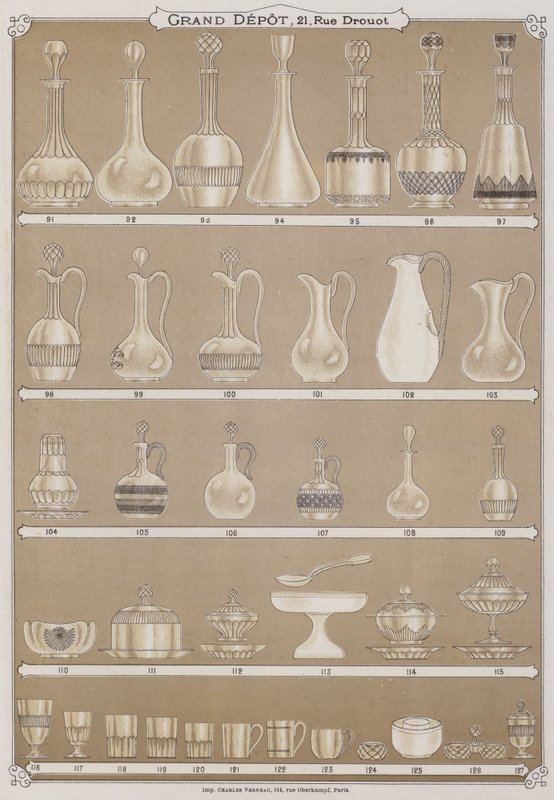 Page from the catalogue of the Grand Depot de Porcelaines, Faiences et Verreries by French School