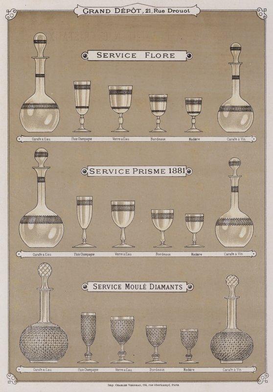 Page from the catalogue of the Grand Depot de Porcelaines, Faiences et Verreries by French School