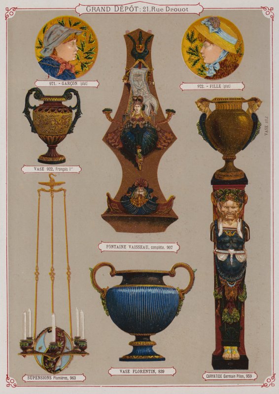 Page from the catalogue of the Grand Depot de Porcelaines, Faiences et Verreries by French School