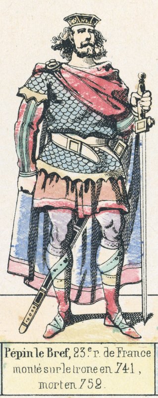 Pepin the Short, 23rd King of France, Ascended the Throne in 741, Died in 752 (engraving) by French School