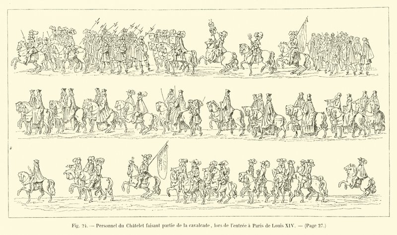 Personnel of the Chatelet participating in the cavalcade, during the entry of Louis XIV into Paris by French School