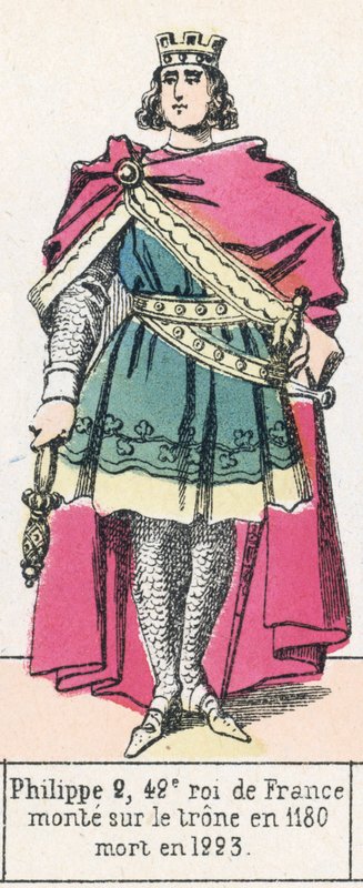 Philip II, 42nd King of France, ascended the throne in 1180, died in 1223 by French School