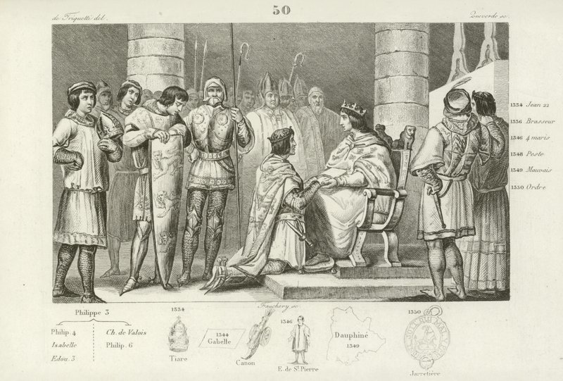 Philip VI of Valois renders homage to Edward III of England, but only as Duke of Aquitaine by French School