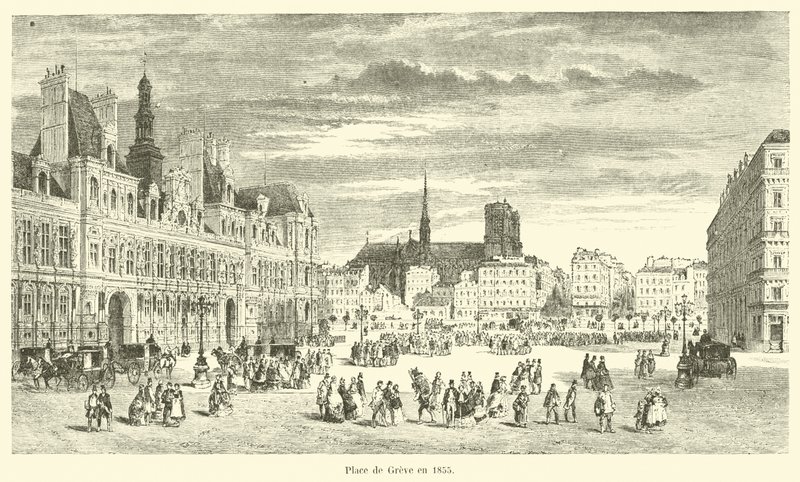 Place de Greve in 1855 by French School