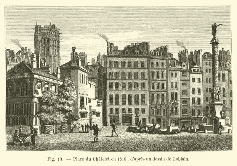 Place du Chatelet in 1818; after a drawing by Goblain by French School