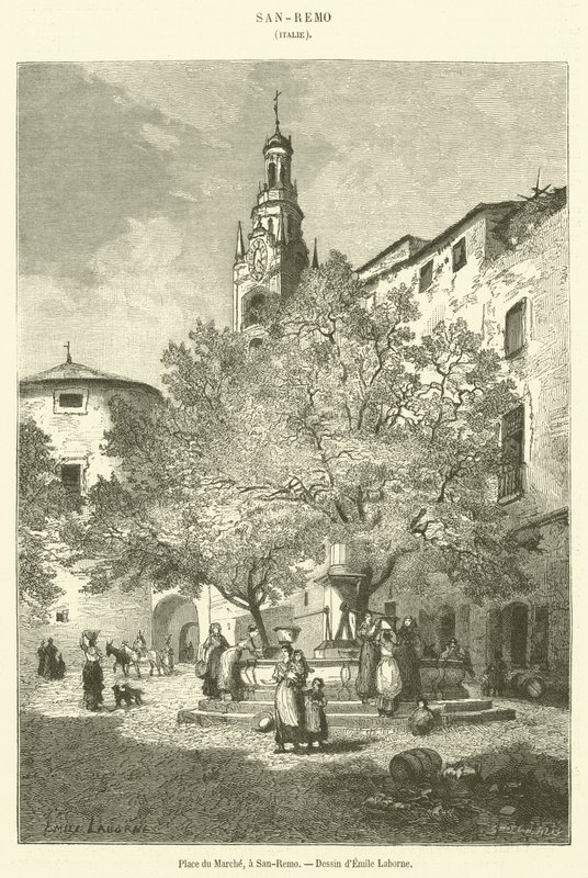 Market Square, San-Remo (engraving) by French School
