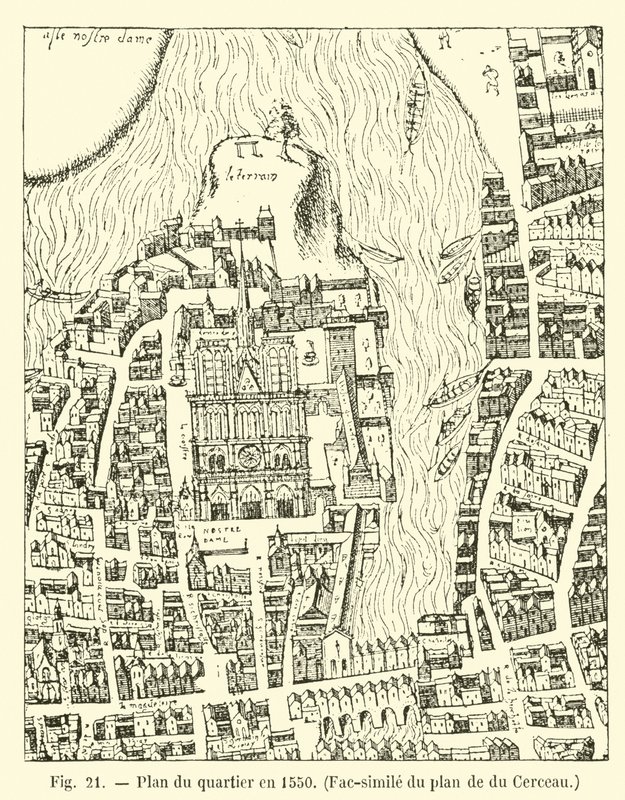Plan of the Quarter in 1550, Facsimile of the Plan by du Cerceau by French School