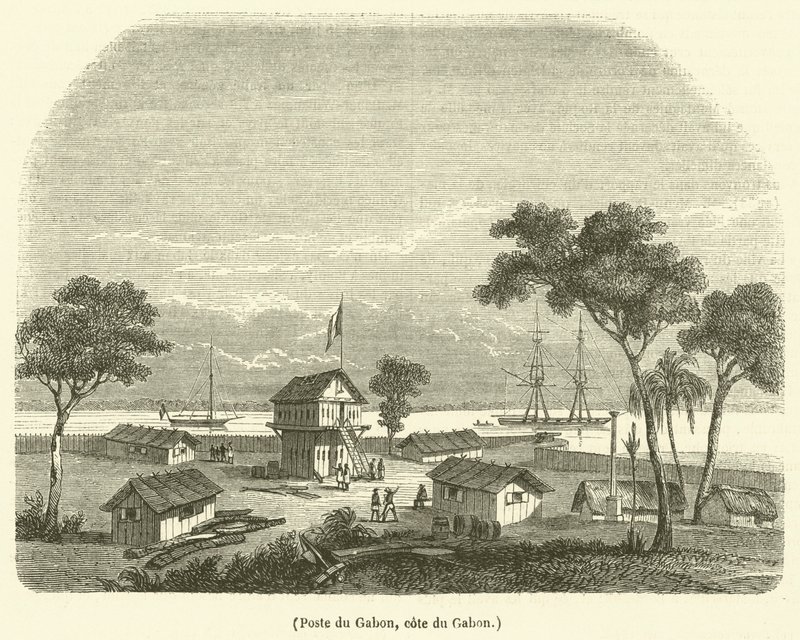 Post of Gabon, Coast of Gabon (engraving) by French School