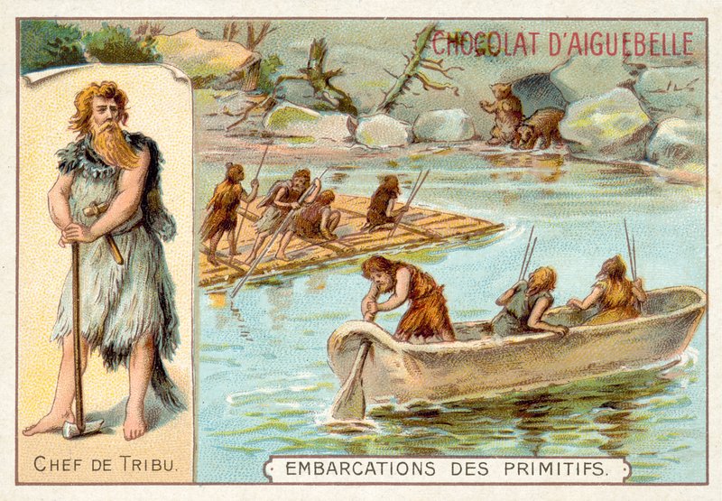 Prehistoric boats by French School