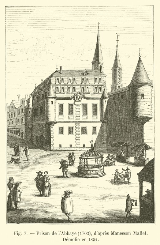 Prison of the Abbey, 1702, after Manesson Mallet, Demolished in 1854 by French School