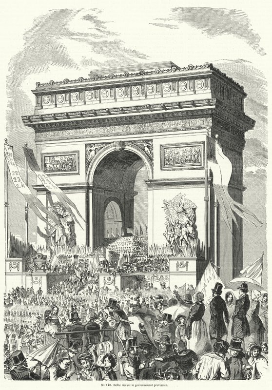 Procession Passing in Front of the French Provisional Government at the Arc de Triomphe, Paris by French School