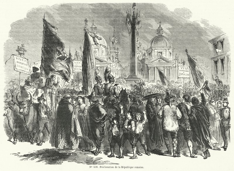Proclamation of the Roman Republic, Italy, 9 February 1849 by French School