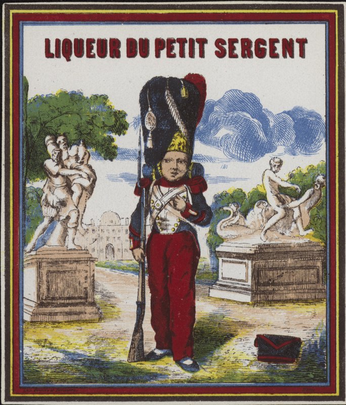 Product label for Liqueur du Petit Sergent by French School