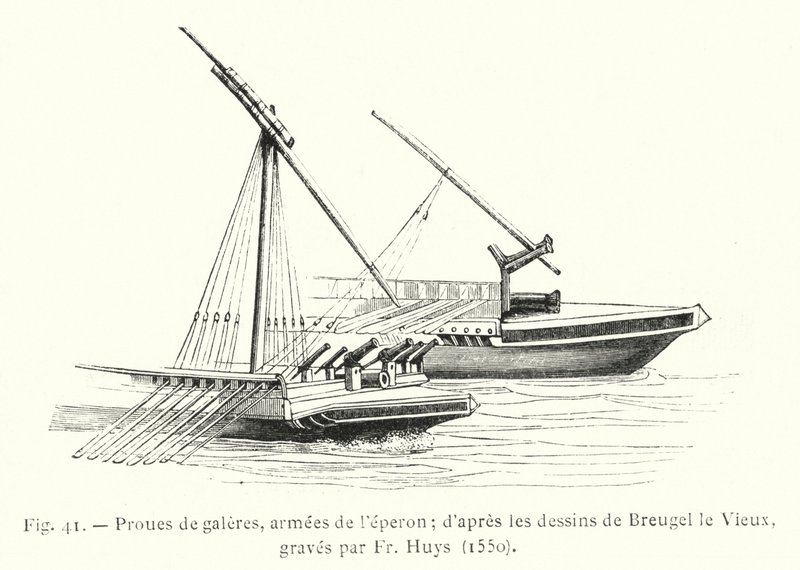 Prows of Galleys, Armed with the Spur; After Drawings by Breugel the Elder, Engraved by Fr Huys by French School