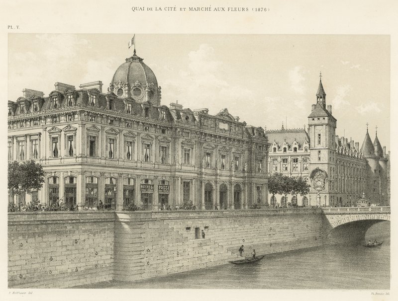Quai de la Cité and Flower Market, 1876 by French School