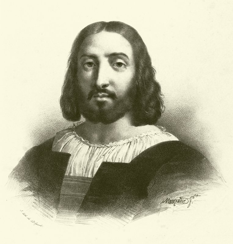 Raffaello Sanzio da Urbino, Known as Raphael, Portrait (engraving) by French School