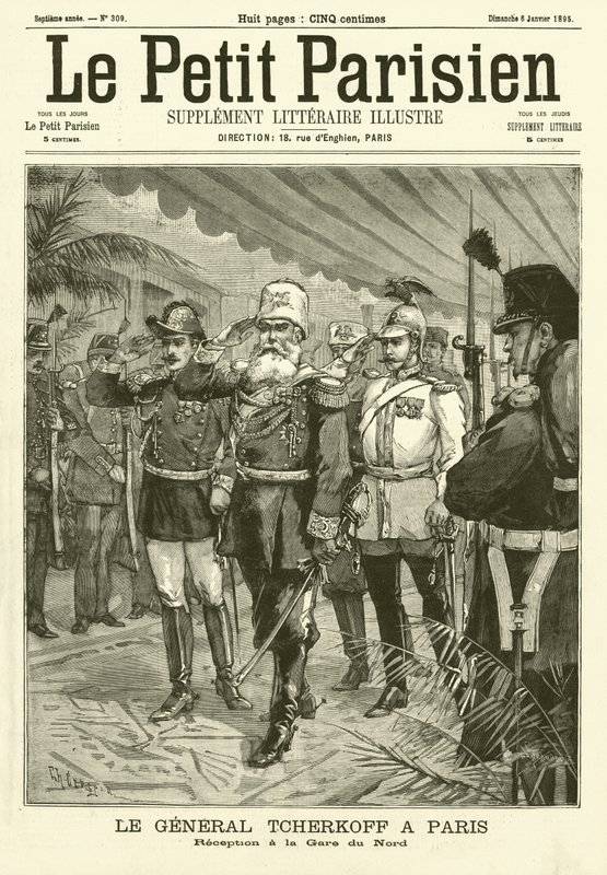 Reception of Russian General Chertkov at the Gare du Nord, Paris (engraving) by French School
