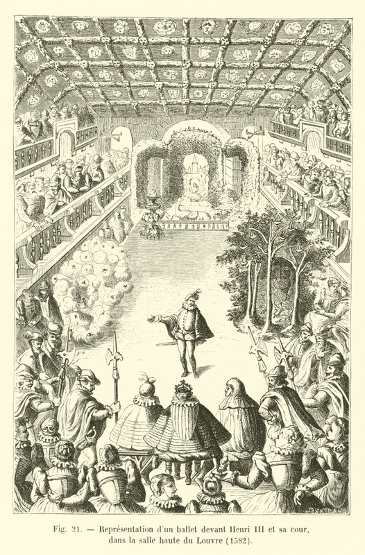 Representation of a ballet before Henry III and his court, in the upper hall of the Louvre, 1582 by French School