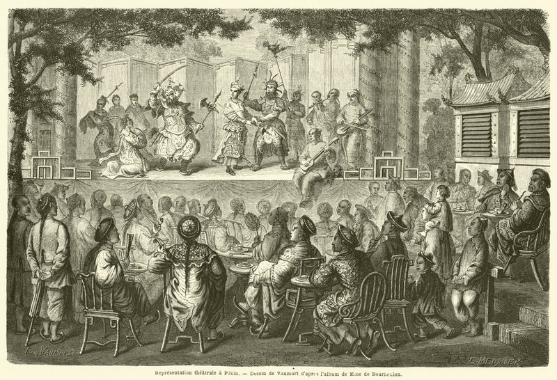 Theatrical Performance in Beijing (engraving) by French School