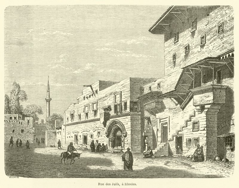 Street of the Jews, in Rhodes (engraving) by French School