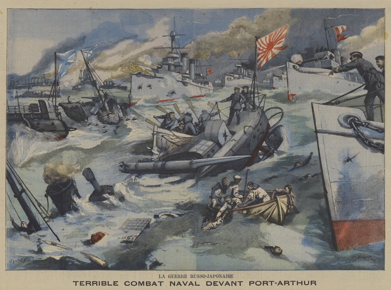 Russo-Japanese War: naval battle off Port Arthur by French School