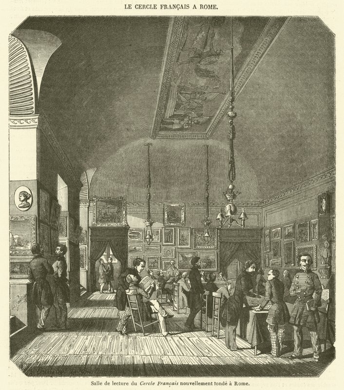 Reading Room of the Newly Founded French Circle in Rome (engraving) by French School