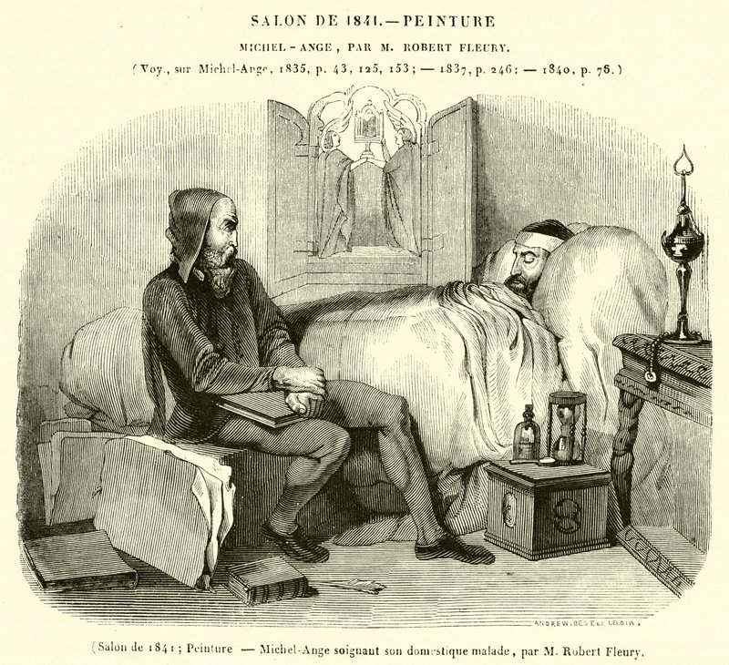 Salon of 1841, Painting, Michelangelo Caring for His Sick Servant by French School