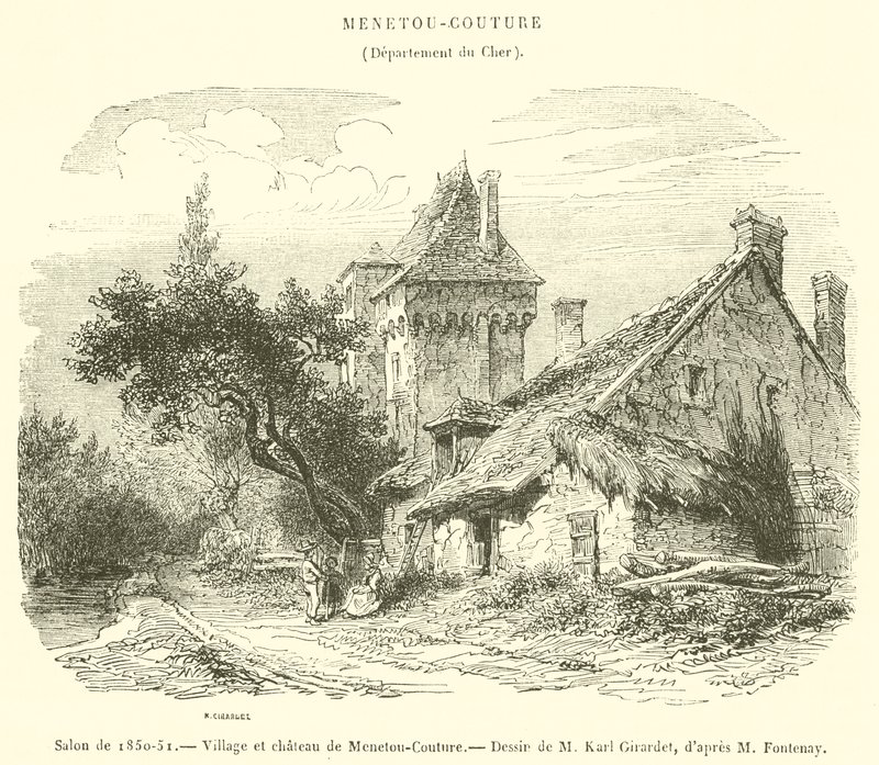 Salon of 1850-51, Village and Castle of Menetou-Couture (engraving) by French School