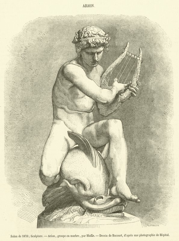 Salon of 1870, Sculpture, Arion, Marble Group (engraving) by French School