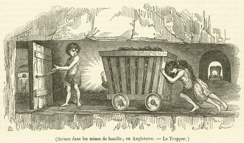 Scenes in the Coal Mines, England, The Trapper by French School