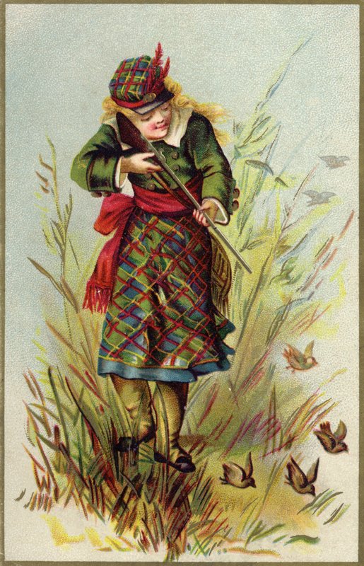 Scottish Girl Shooting Birds by French School