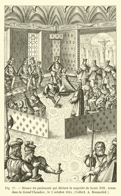 Session of the parliament declaring the majority of Louis XIII, held in the Great Chamber, October 2, 1614, Collect A Bonnardot by French School