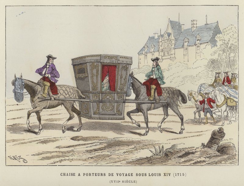 Sedan Chair Carried by Horses, Reign of Louis XIV of France, 1715 by French School