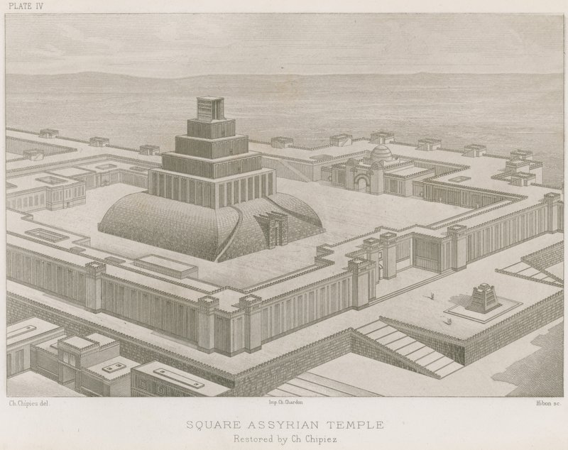 Square Assyrian Temple by French School