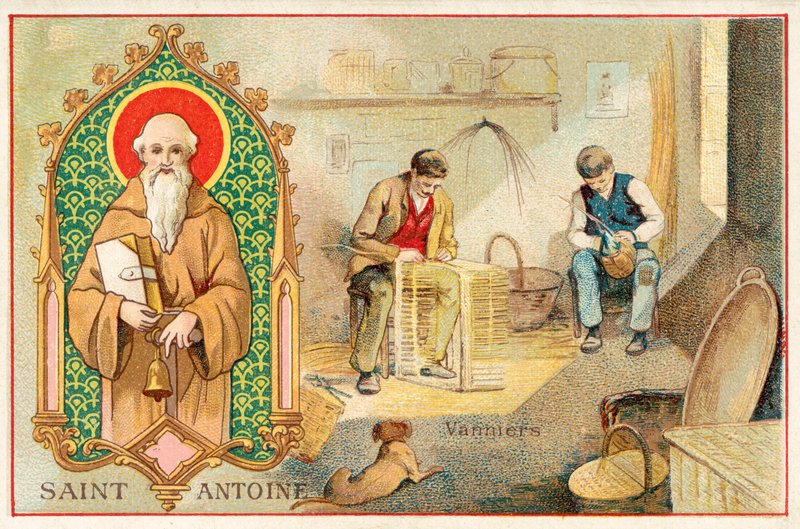 St Anthony the Great, patron saint of basket makers by French School