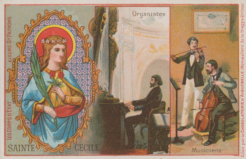 St Cecilia, organist and musicians by French School