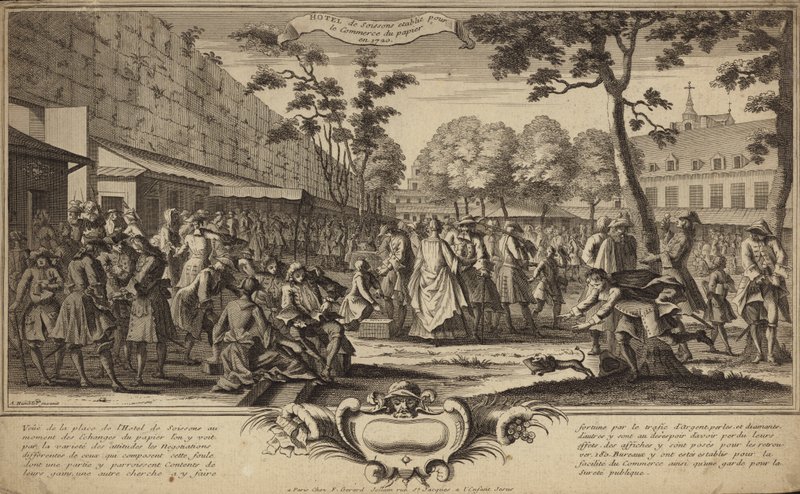 Stock Exchange in the Gardens of the Hotel de Soissons, Paris by French School