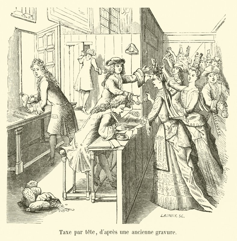Head tax, after an old engraving by French School