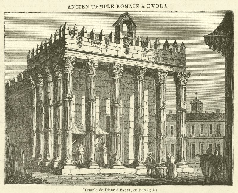 Temple of Diana in Evora, Portugal by French School