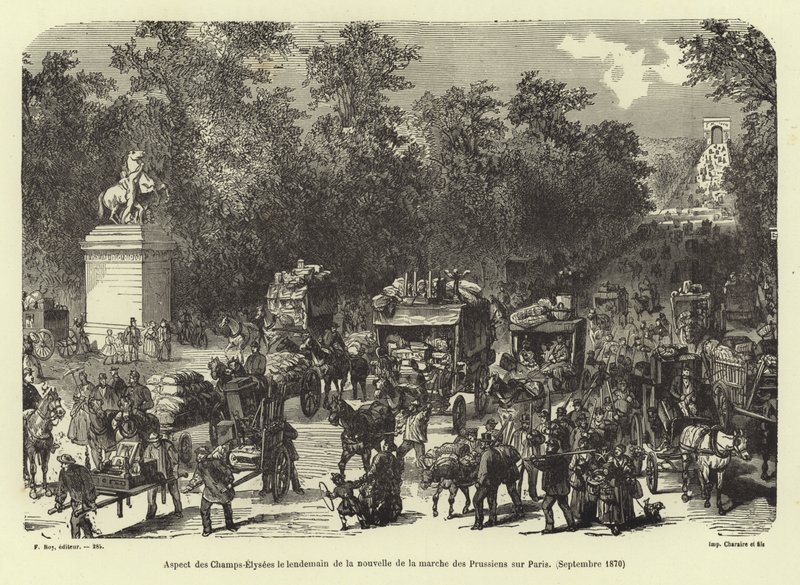 The Champs Elysees the day after the receipt of the news of the Prussian march on Paris, September 1870 by French School