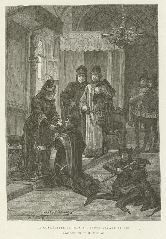 The Constable Threw Himself on His Knees Before the King by French School