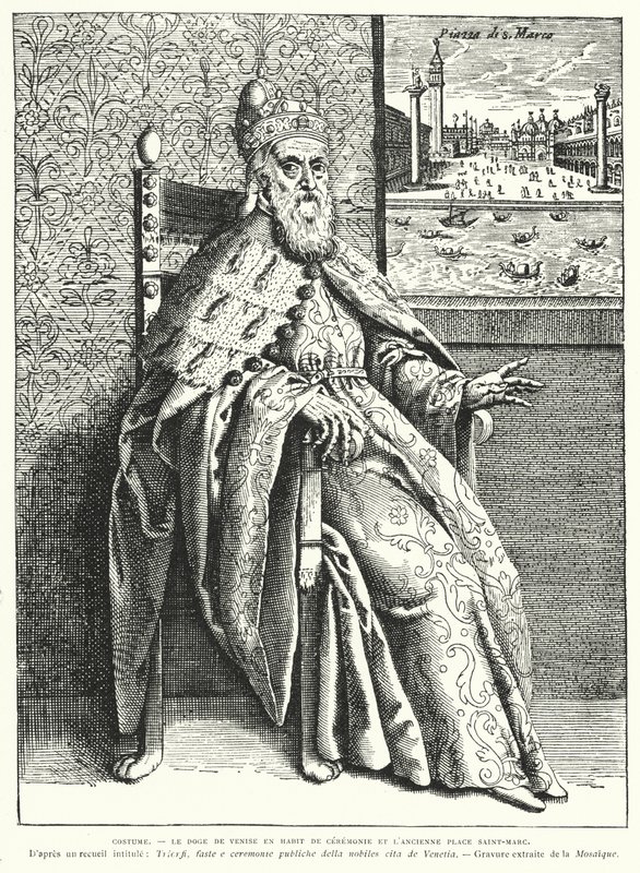 The Doge of Venice in his ceremonial robes, and the old St Mark