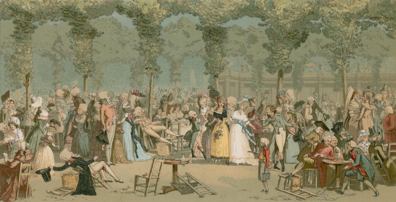 The Palais Royal Garden by French School