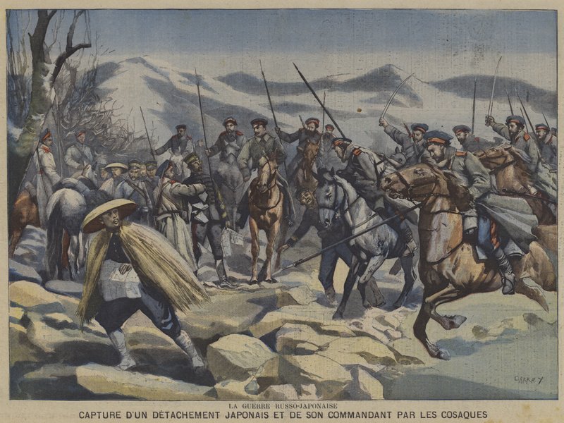 The Russo-Japanese War: A Japanese Detachment and Their Commander Captured by Cossacks by French School