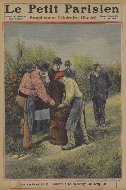 The holidays of President Fallieres of France: the grape harvest at his home in the village of Loupillon by French School