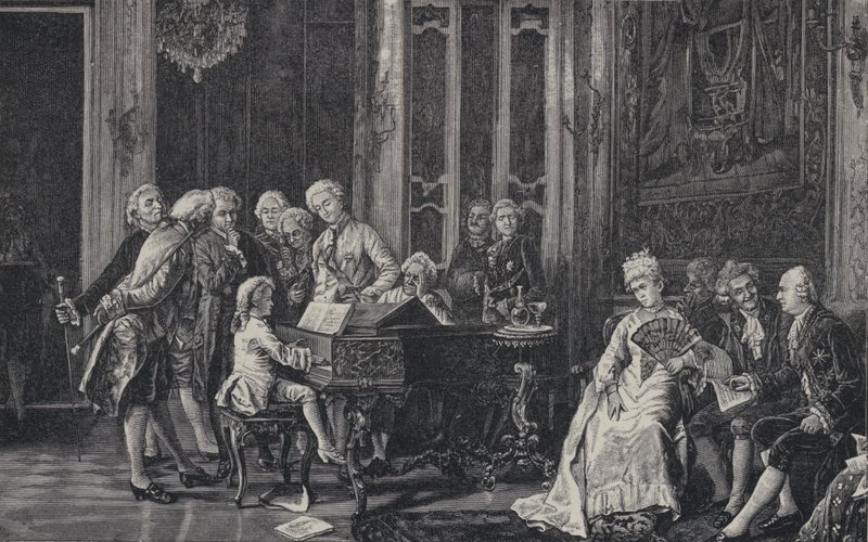 The Seven Year-Old Wolfgang Amadeus Mozart Playing Before King George III in London, 1764 by French School