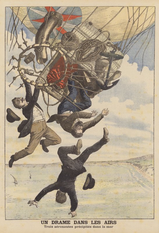 Three Italian Balloonists Falling into the Sea by French School