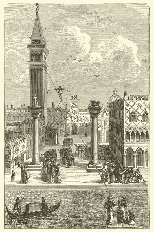 Tightrope walker at Venice by French School